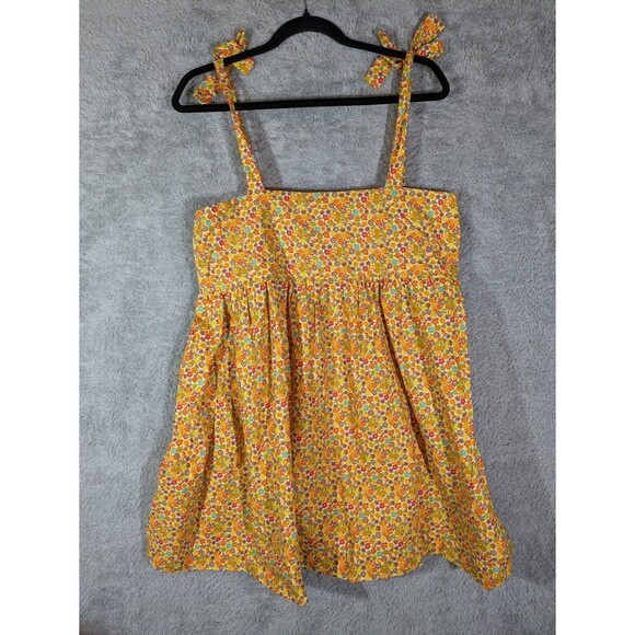 Handmade Sun Dress Size L/XL yellow floral babydoll summer - Picture 6 of 6